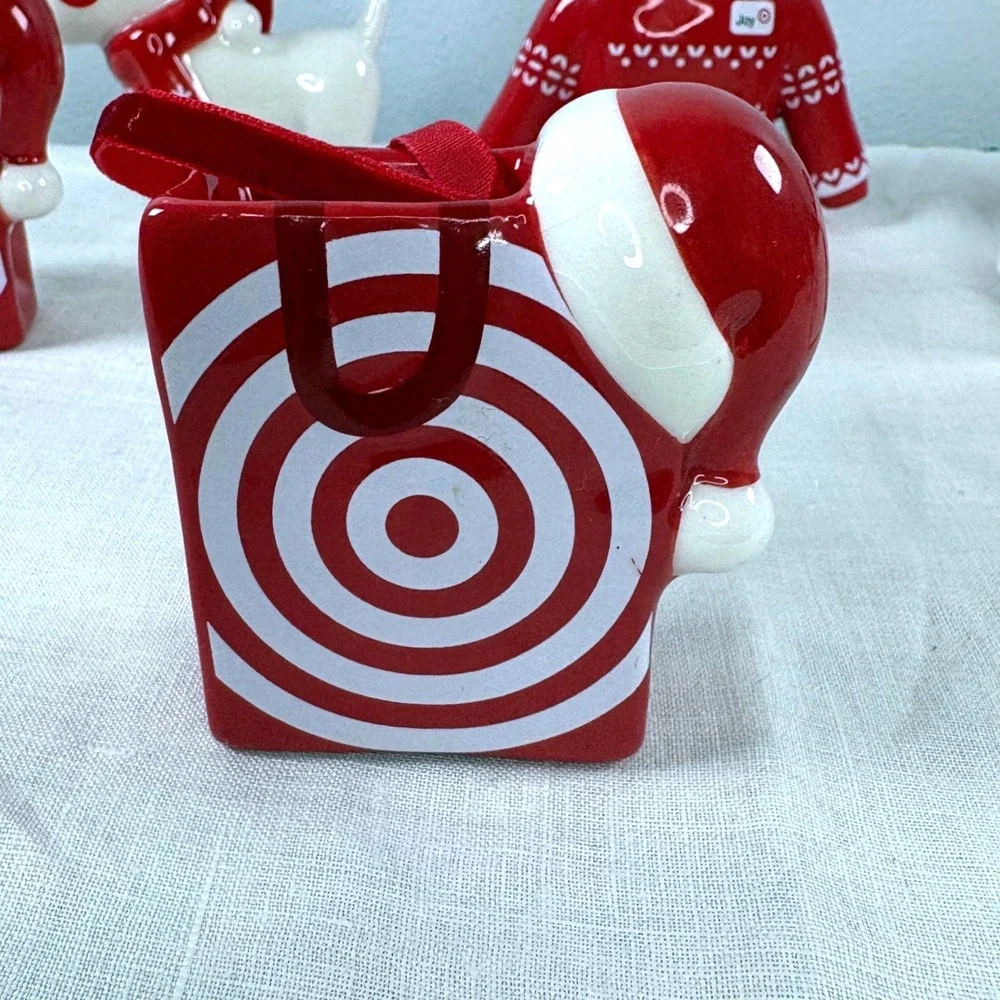 Target Ceramic Christmas Ornaments 12pc Set Red White Dog
